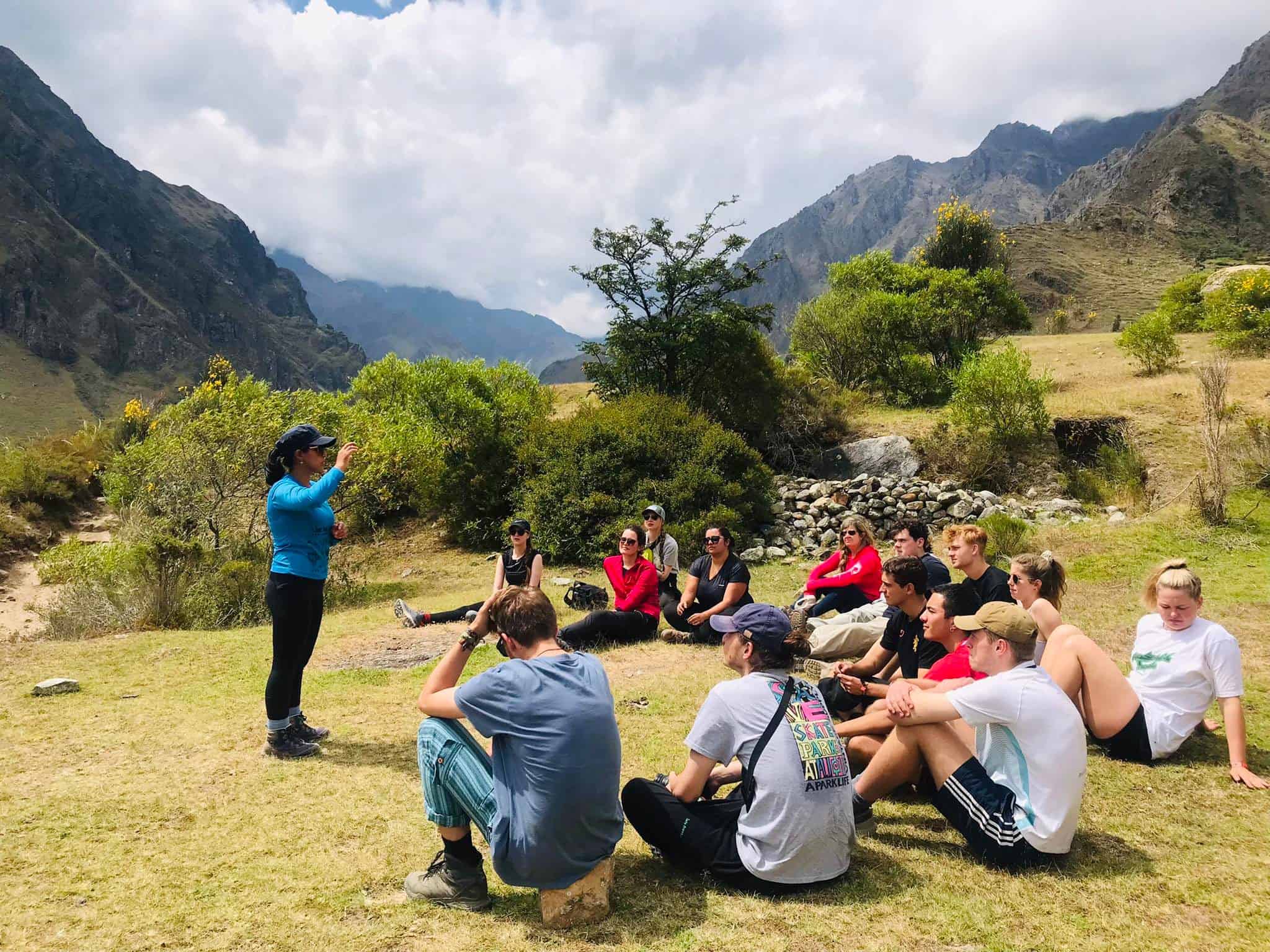 Tour Guide Sara explaining Inca Trail history