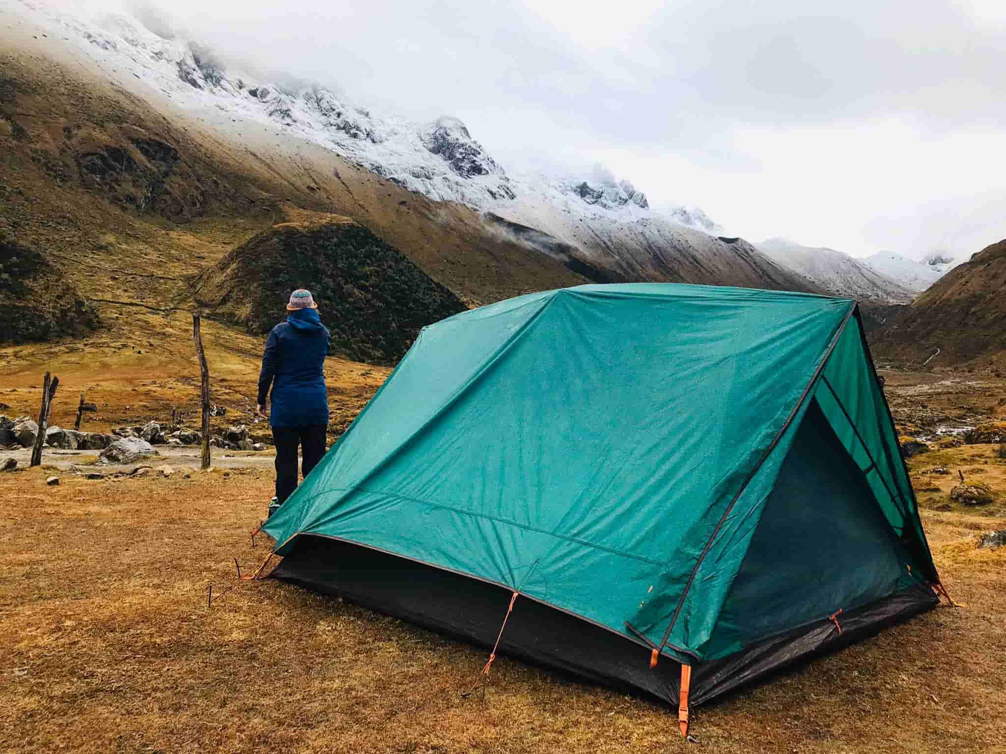 Campsite views during the 4-day Salkantay Trek to Machu Picchu