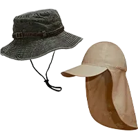 Sun hat or cap with neck cover (optional)