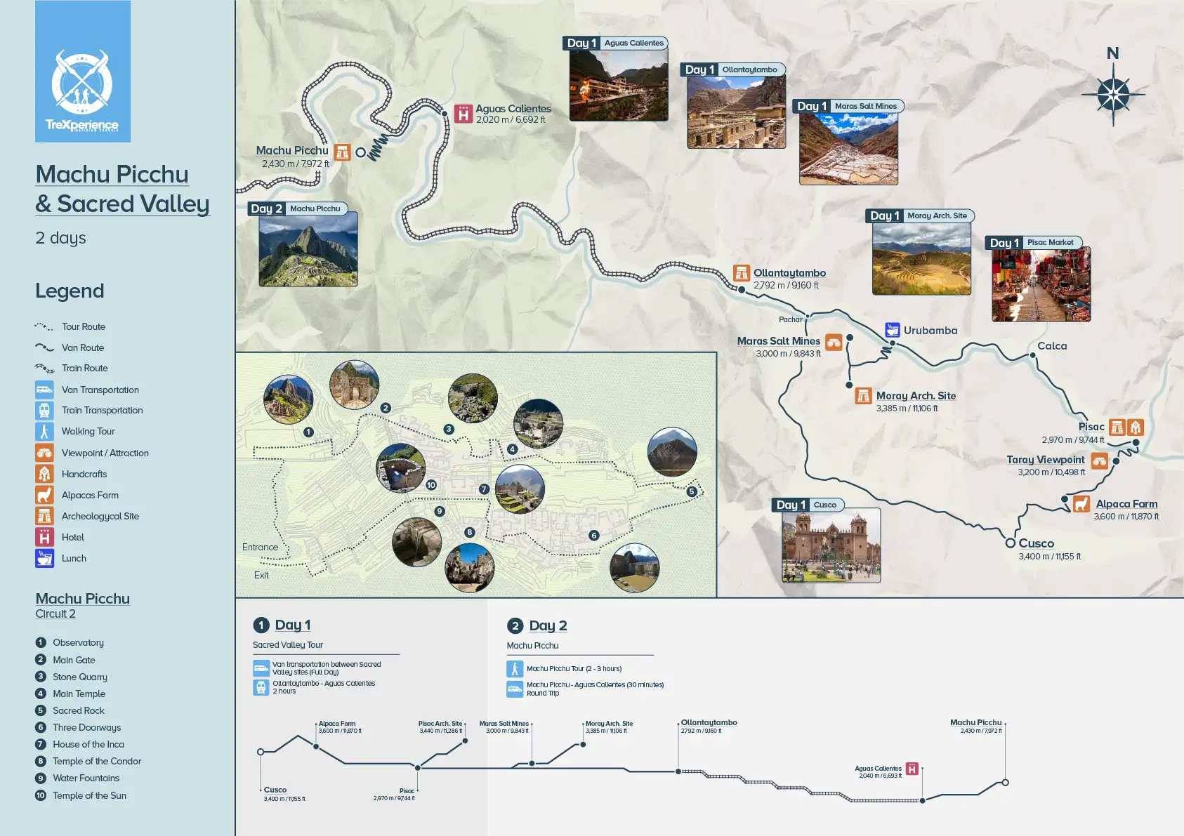 Mapa del tour Valle Sagrado a Machu Picchu 2D/1N Mapa del tour Valle Sagrado a Machu Picchu 2 días 1 noche