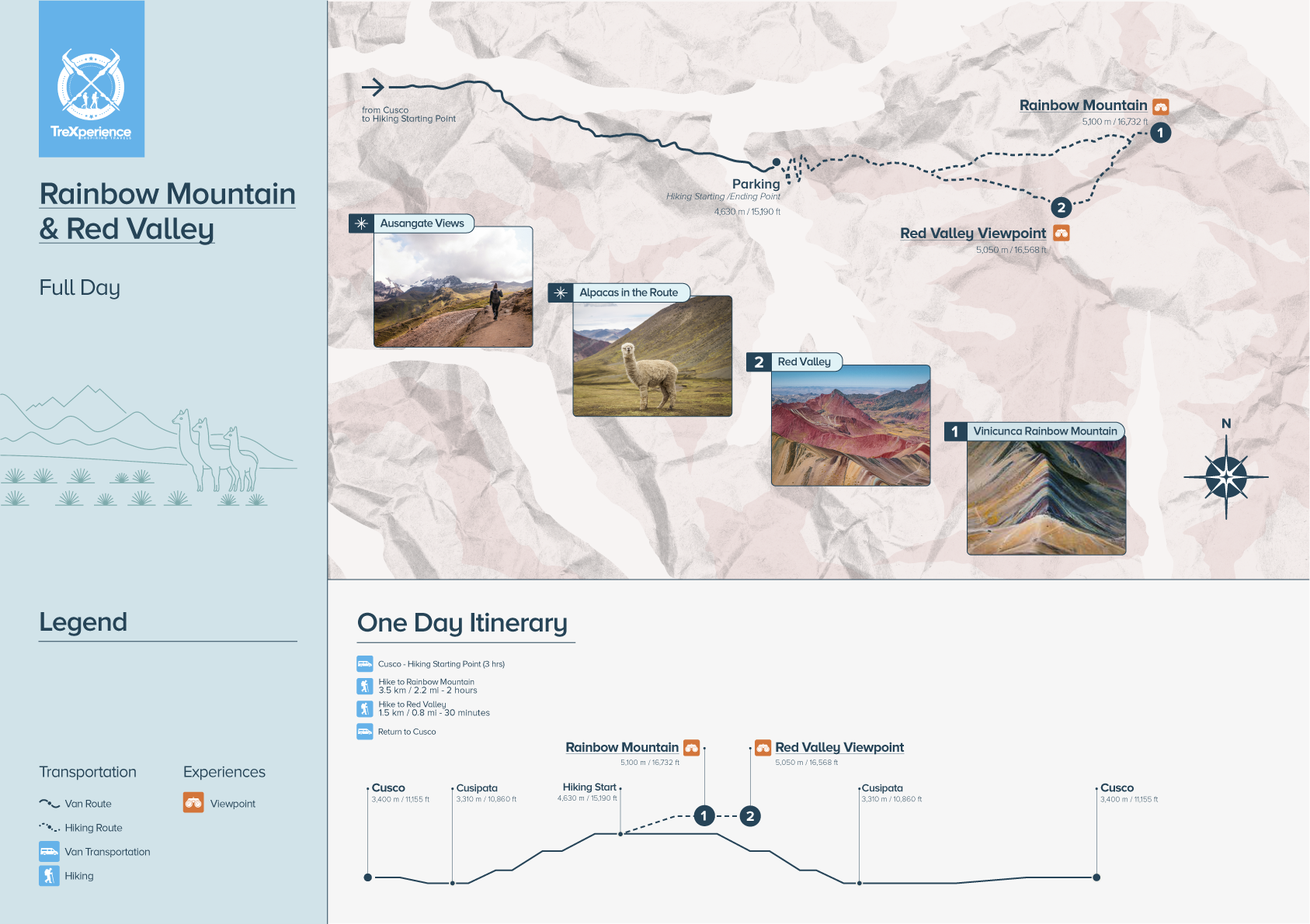 Map of Rainbow Mountain full day tour Map of Rainbow Mountain full day tour | TreXperience