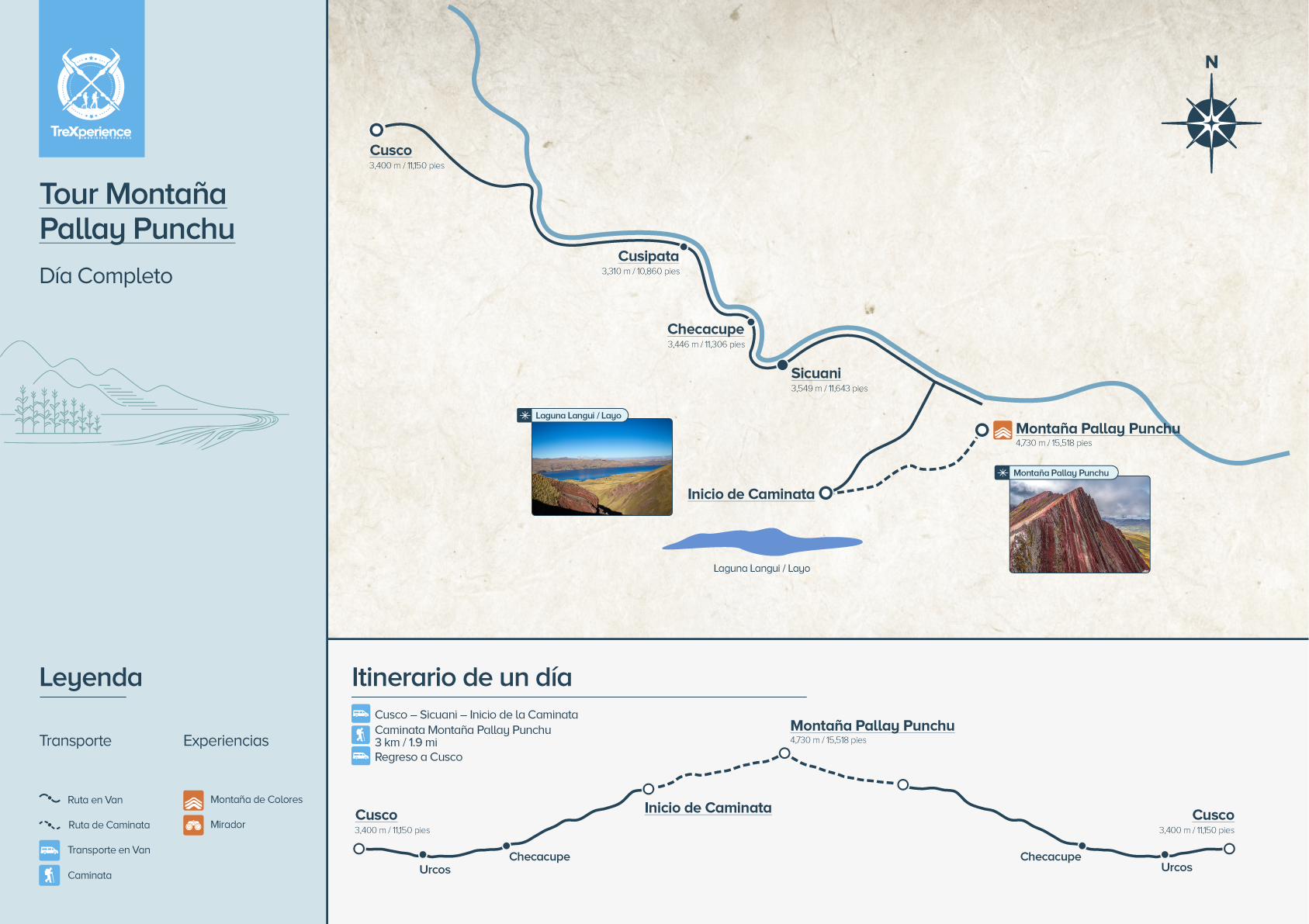 Mapa del tour Pallay Punchu de 1 día Mapa del tour Pallay Punchu de 1 día | TreXperience