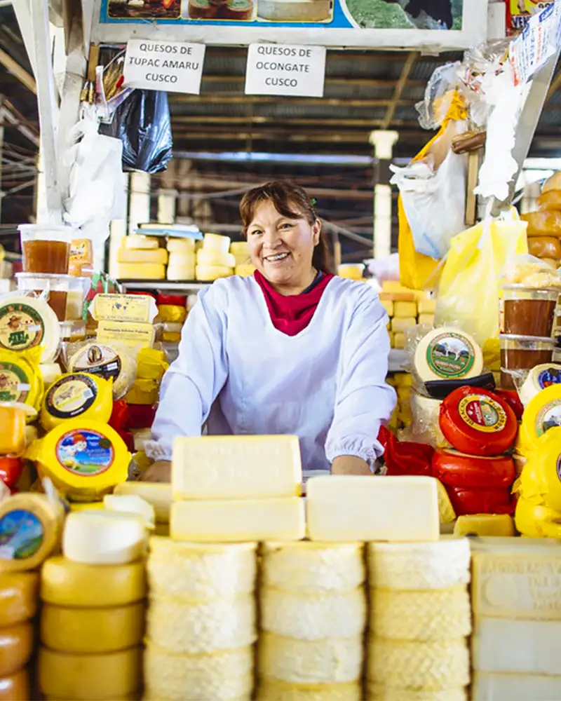 Cheese vendor at the Wanchaq Market Cheese vendor at the Wanchaq Market
