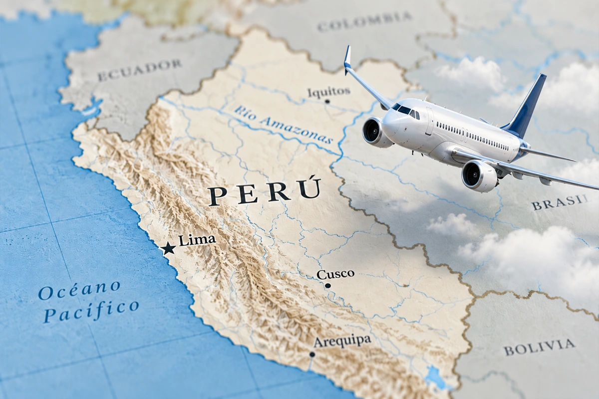 Avión sobre el mapa del Perú