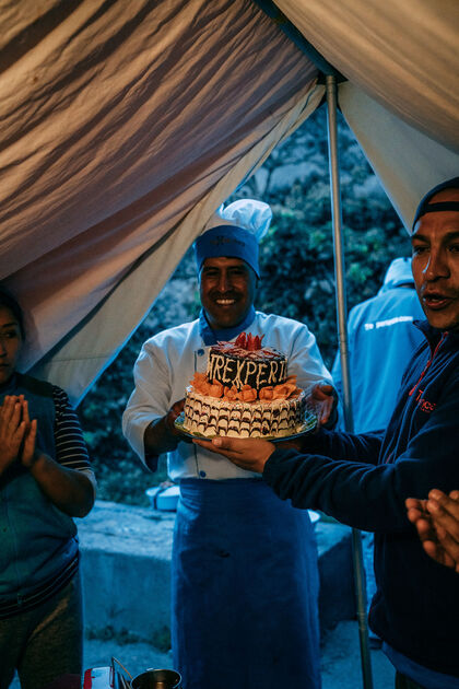 Comida durante la caminata a Machu Picchu