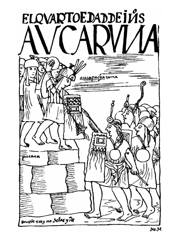 Ilustración de Guamán Poma de Ayala sobre los aucarunas y pucaras Ilustración de Guamán Poma de Ayala sobre los aucarunas y pucaras | TreXperience
