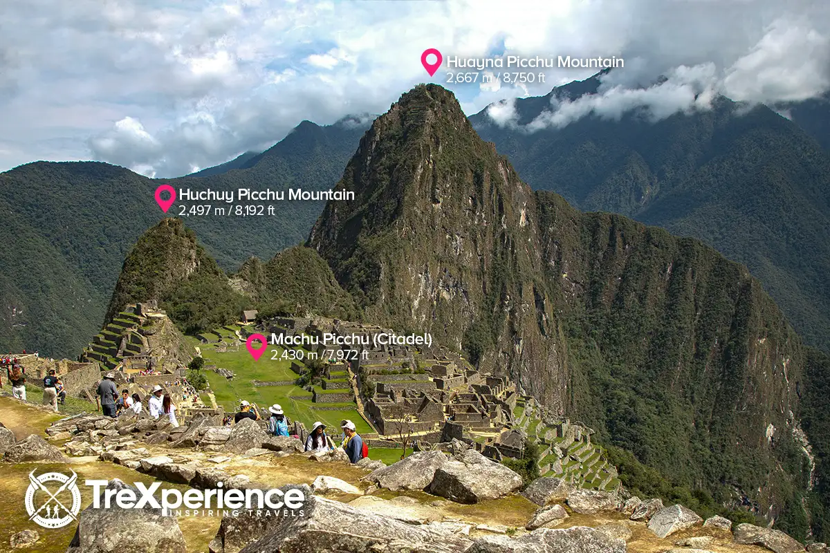 Huayna Picchu altitude, Huchuy Picchu altitude and Machu Picchu citadel altitud Huayna Picchu altitude, Huchuy Picchu altitude and Machu Picchu citadel altitude | TreXperience