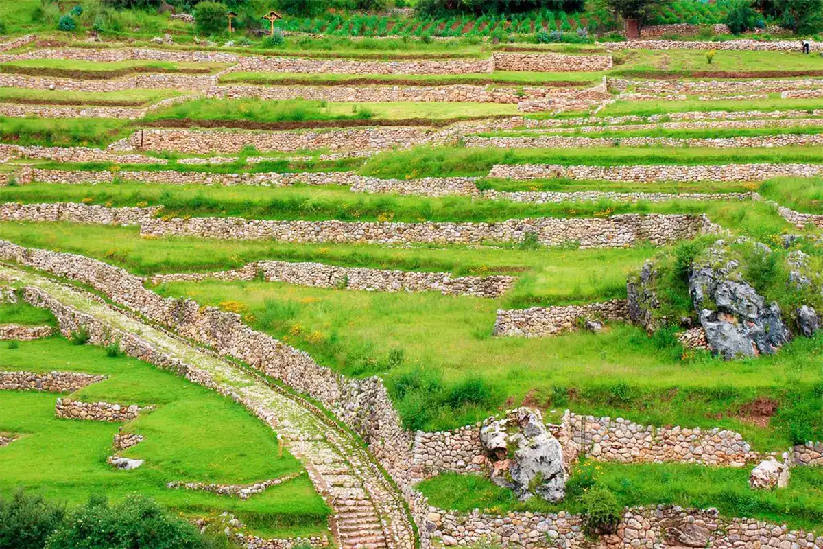 Agricultural terraces at Inkilltambo Agricultural terraces at Inkilltambo