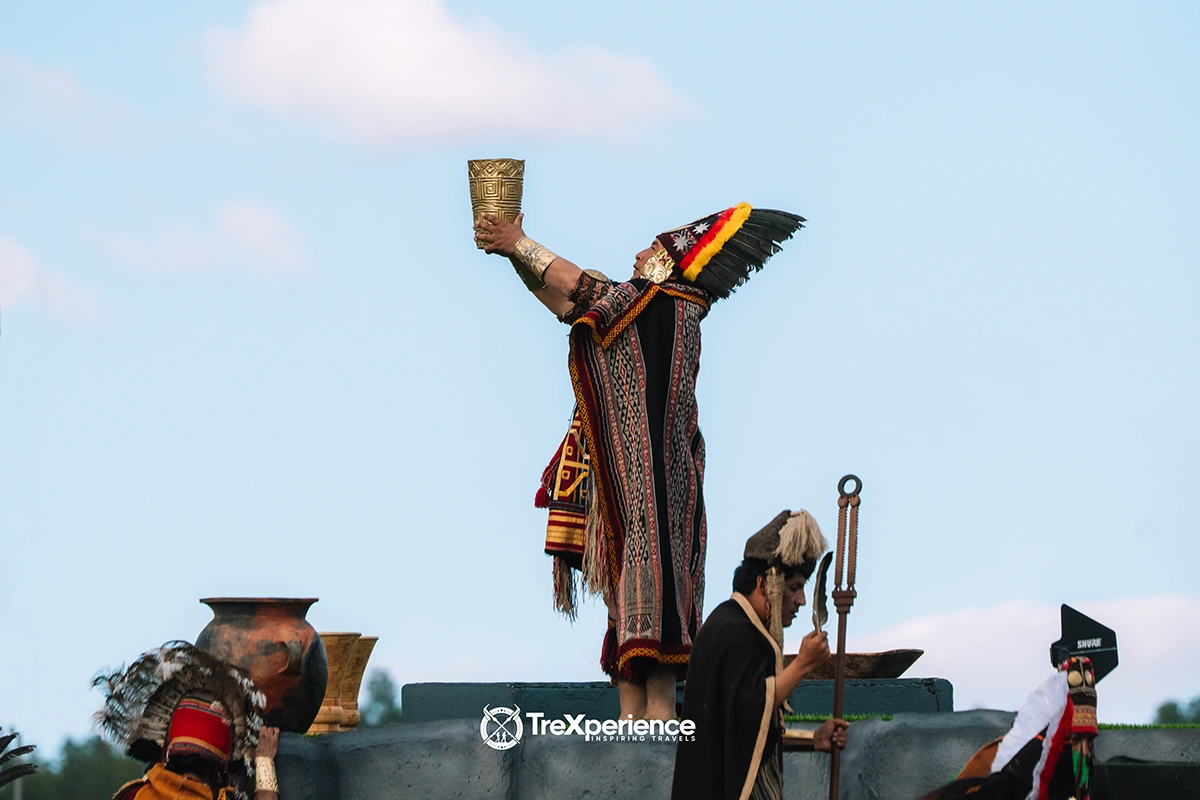 Priest holding a ceremonial Kero at the Inti Raymi Festival | TreXperience