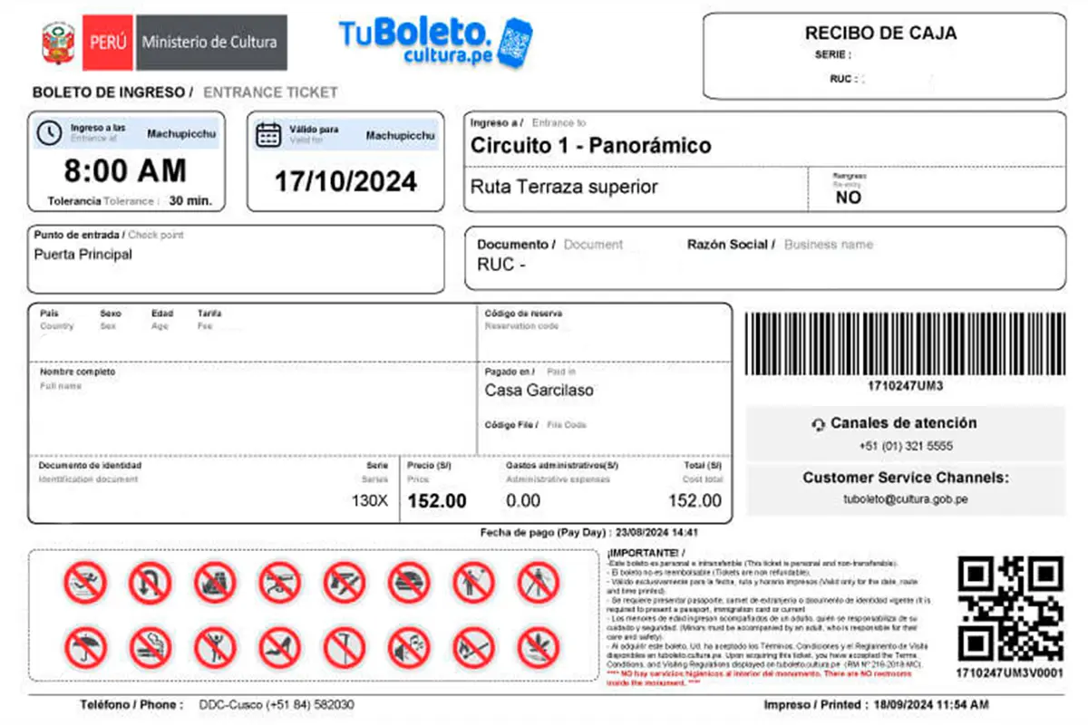 Machu Picchu entrance ticket | TreXperience