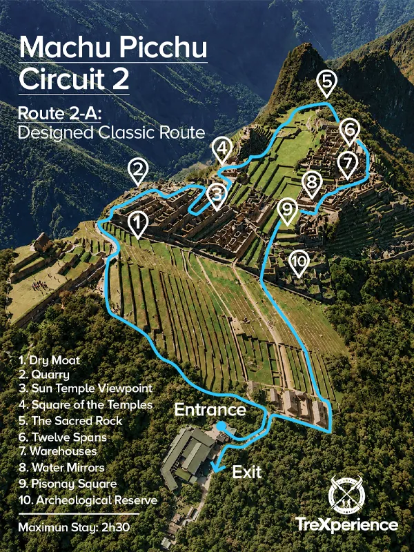 Ticket map for Route 2-A: Classic Designed Route Machu Picchu Circuit Map 2-A | TreXperience