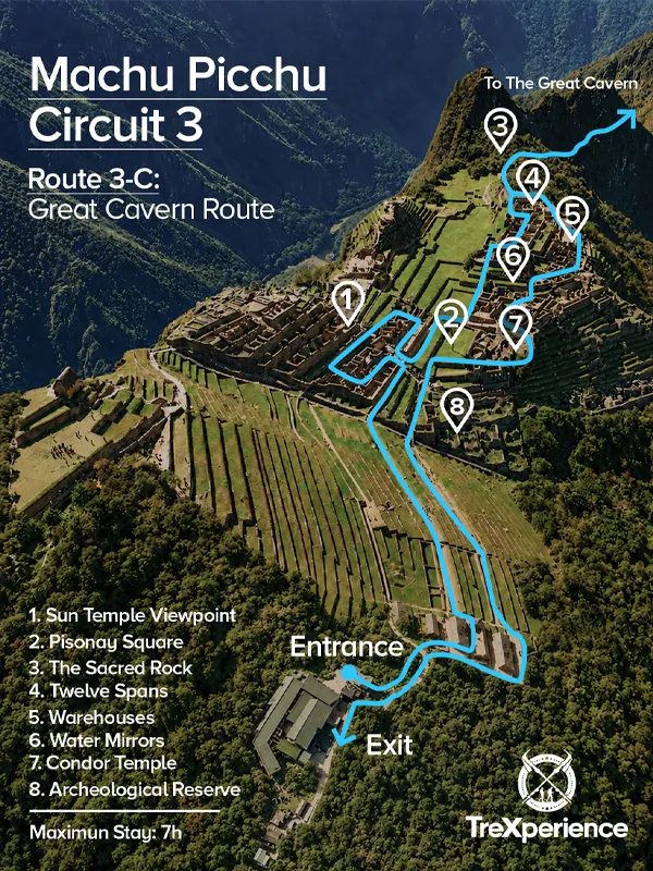 Ticket map for Route 3-C: Great Cavern Machu Picchu Circuit Map 3-C | TreXperience
