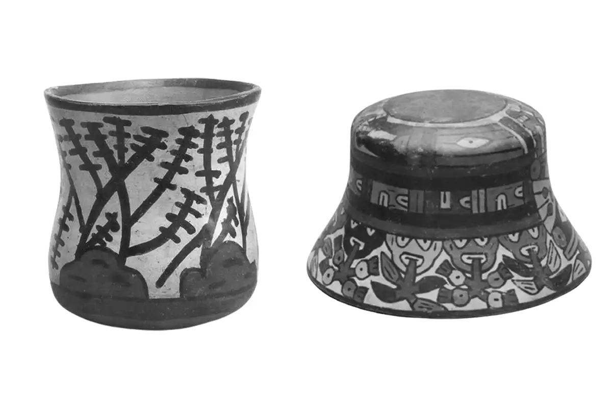 Ancient Nazca pottery depicting trophy heads 