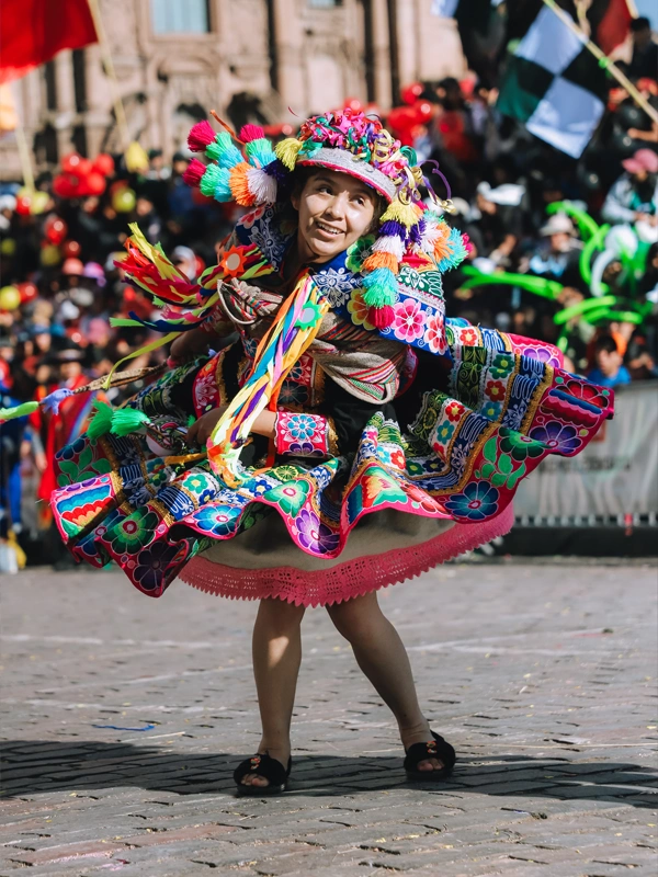 Female Chita Saymay dancer from Espinar female Chita Saymay dancer from Espinar performing in Cusco’s Main Square | TreXperience