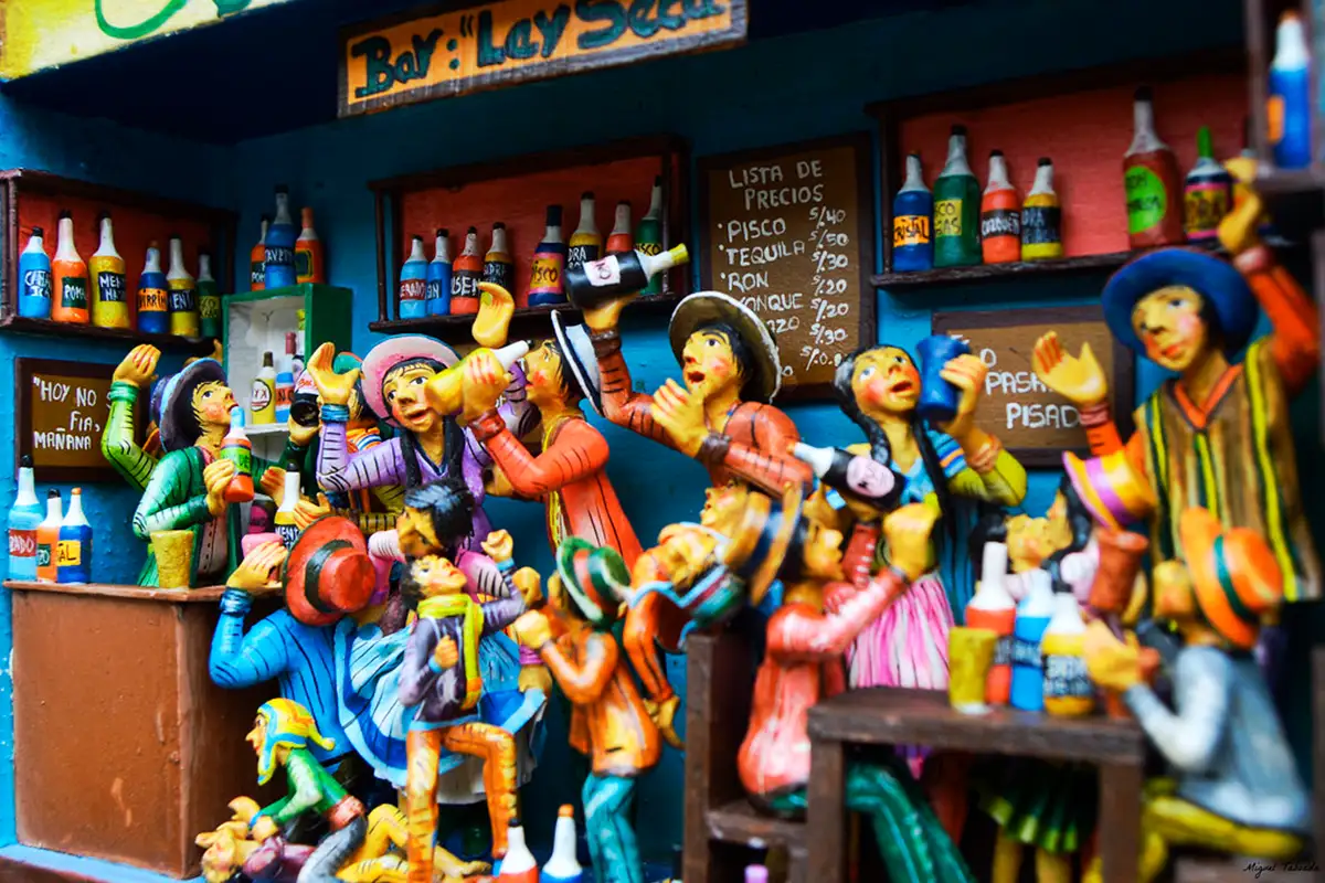 Representation of a traditional Cusco picanteria at Santurantikuy Representation of a traditional Cusco picanteria at Santurantikuy