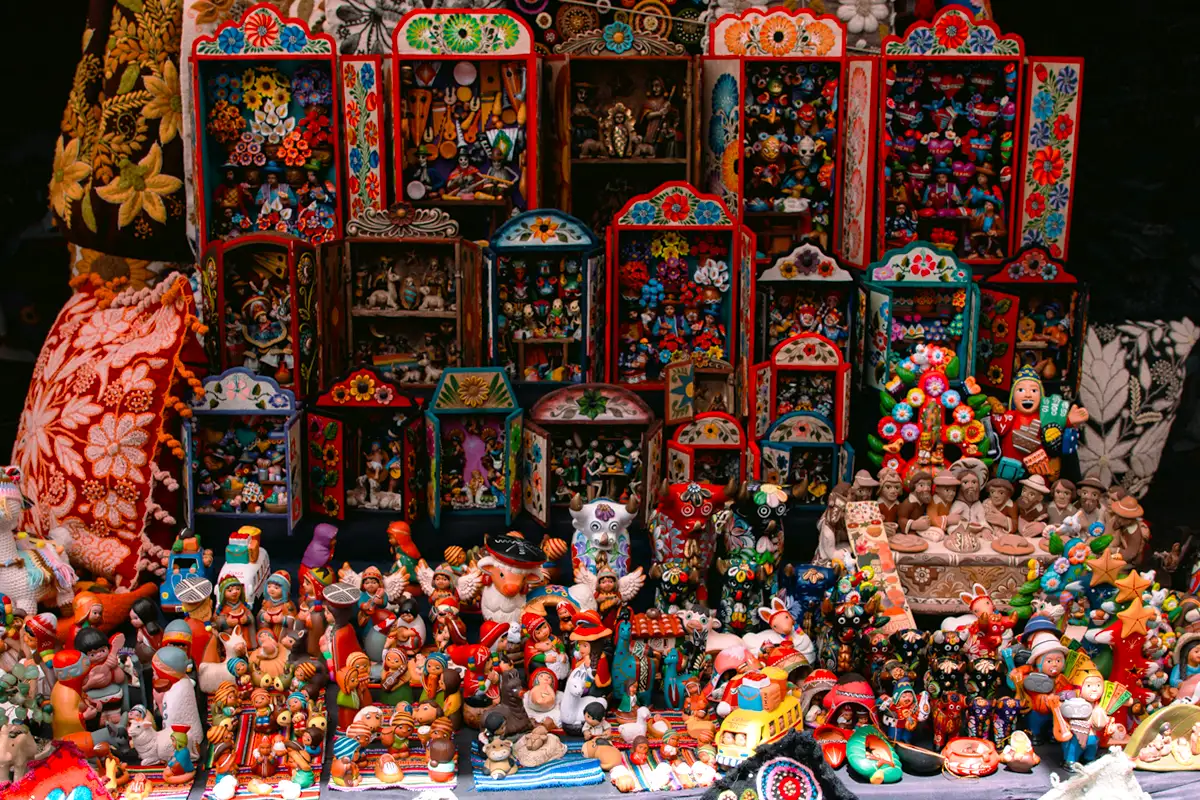 Santurantikuy Christmas ornaments in Cusco Main Square