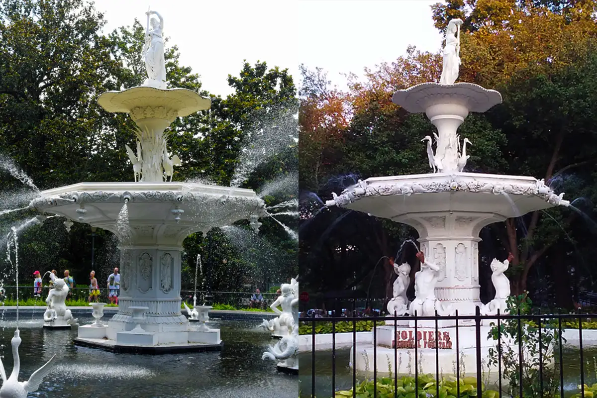Water fountains in Savannah, Georgia and Poughkeepsie, New York. Water fountains in Savannah, Georgia and Poughkeepsie, New York.
