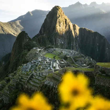 Sunrise at Machu Picchu on a 2 day tour by train from Cusco