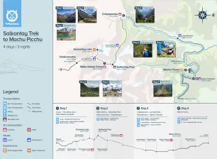 Route map of the Classic Salkantay Trek 4 days 3 nights (English)
