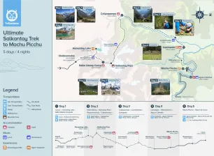 Route map of the Salkantay Ultimate trek 5 days 4 nights (English)