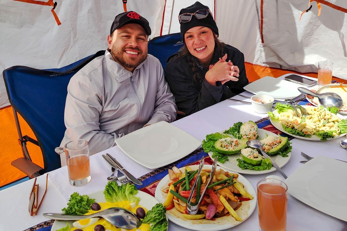 Luxury lunch during the Rainbow Mountain Peru tour | TreXperience