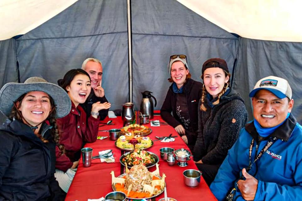 Lunch on the 2 day inca trail to machu picchu with camping overnight