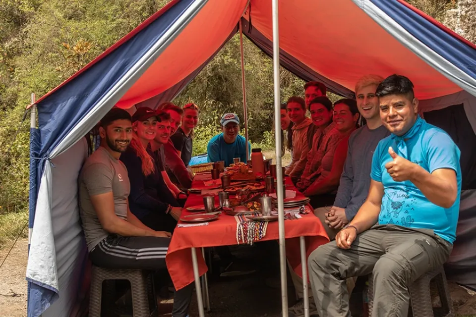 Lunch time on the Inca Trail to Machu Picchu private tour