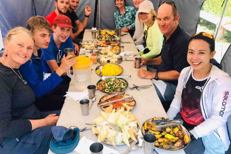 Lunch time during the Salkantay Trek to Machu Picchu