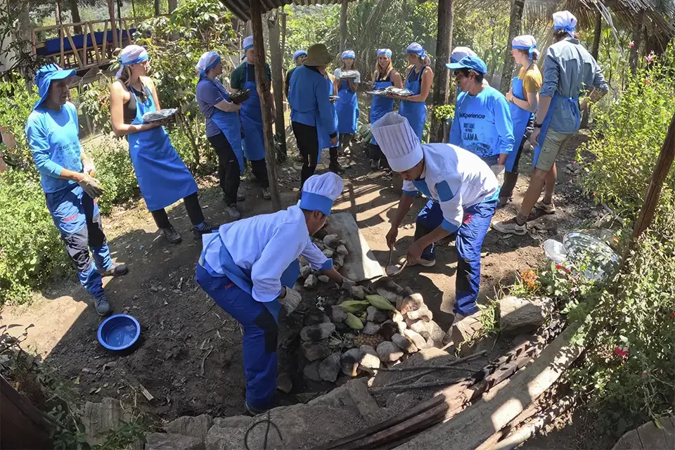 preparing pachamanca salkantay trek 4 days | TreXperience