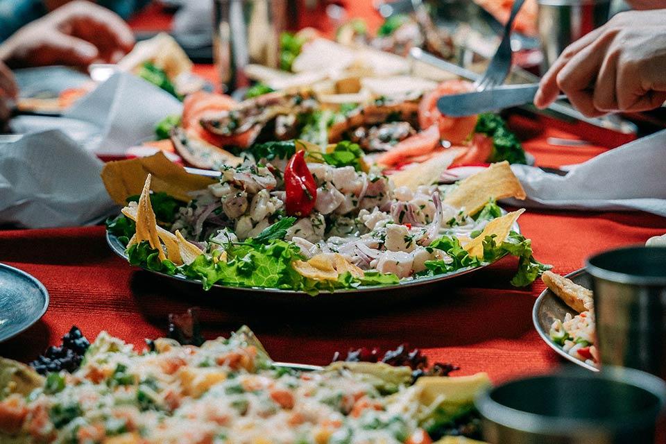 Peruvian ceviche served at a camp table during the Short Inca Trail | TreXperience