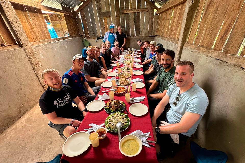 Tourist enjoying meals on the Lares 2 days tour | TreXperience