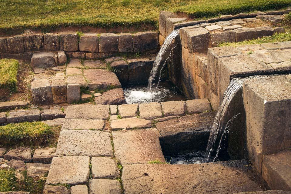 Water fountains in Tipon Archaeological site in Cusco South Valley