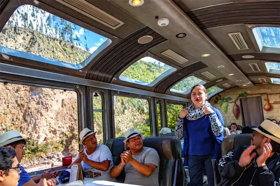 woman fashion show onboard vistadome train