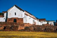 Colonial church in Chinchero with Inca stone walls in the foreground (Maras, Moray & Chinchero half-day tour) | TreXperience