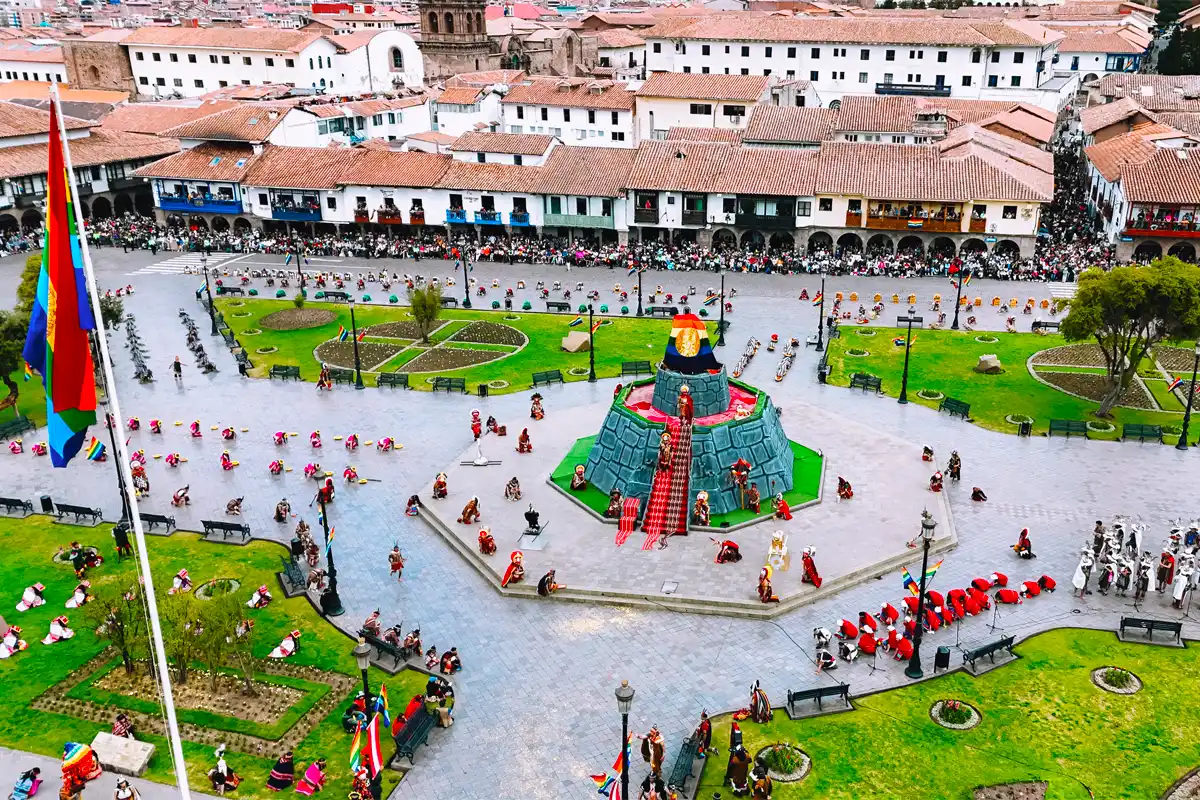 Inti Raymi Ceremonial Ushnu Ushnu in the Main Square of Cusco during Inti Raymi