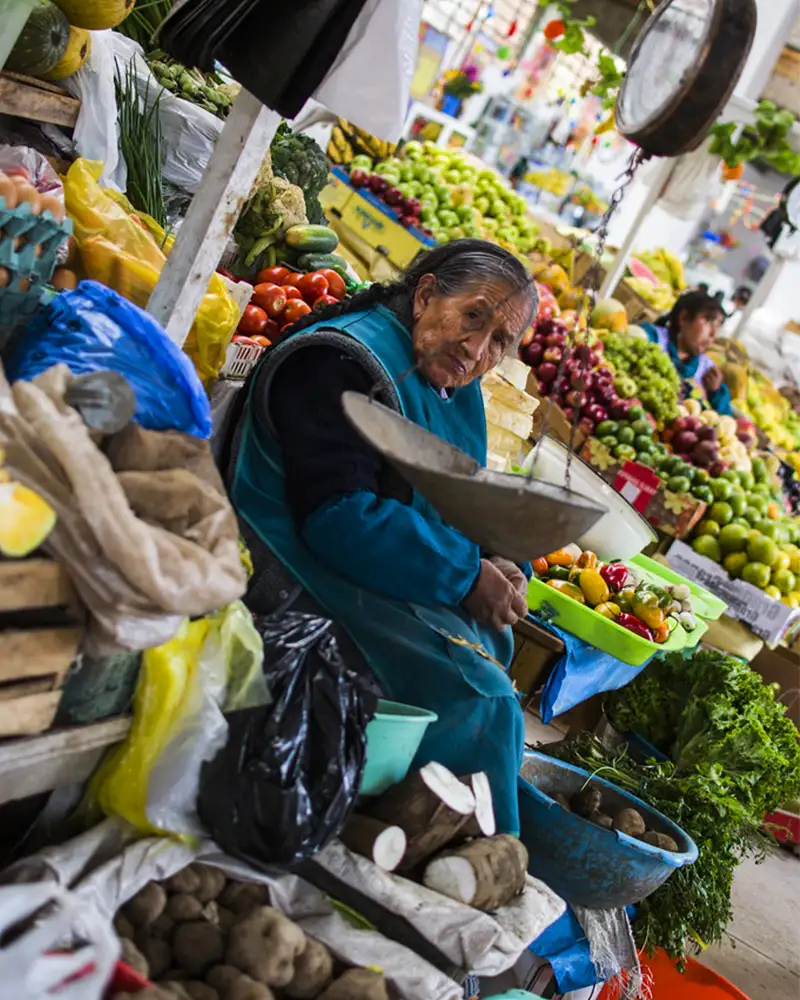 Vegetable vendor in San Blas market Vegetable vendor in San Blas market